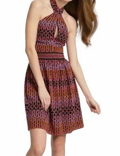 Trina Turk Campania Chain Print Halter In Multi In Red