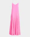 Trina Turk Carve Sleeveless Drop-waist Pleated Maxi Dress In Love All Pink
