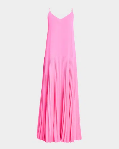 Trina Turk Carve Sleeveless Drop-waist Pleated Maxi Dress In Love All Pink