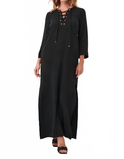 Trina Turk Catamaran 3/4 Sleeve Maxi Dress In Black