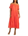 Trina Turk Cattleya 2 Tiered Off-the-shoulder Dress In Pink