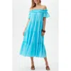 Trina Turk Cattleya 2 Tiered Off-the-shoulder Dress In Clearwater