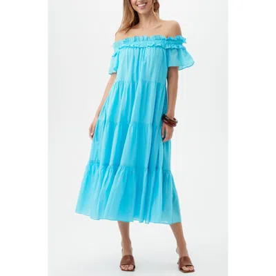 Trina Turk Cattleya 2 Tiered Off-the-shoulder Dress In Clearwater