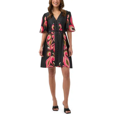 Trina Turk Certonia Border Printed Puff Sleeve Dress In Multi