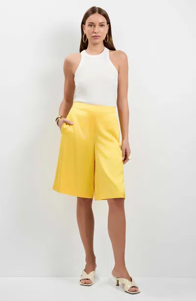 Trina Turk Chiana Satin Shorts In Yellow