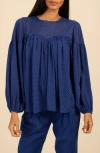 Trina Turk Clip Dot Georgette Top In Bengal Blue