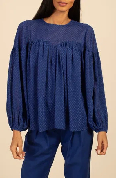Trina Turk Clip Dot Georgette Top In Bengal Blue