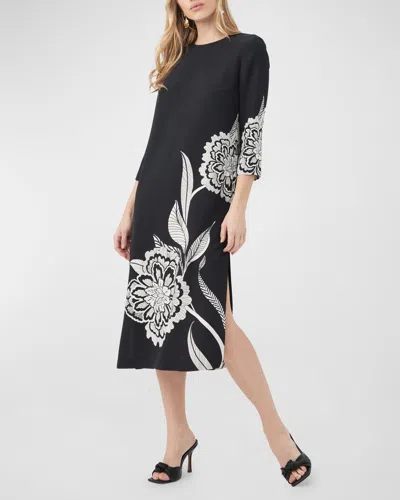 Trina Turk Cointreau 2 Floral-print Midi Dress In Black