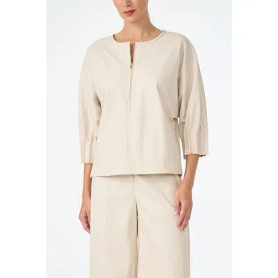 Trina Turk Coletta Faux Leather Top In Neutral