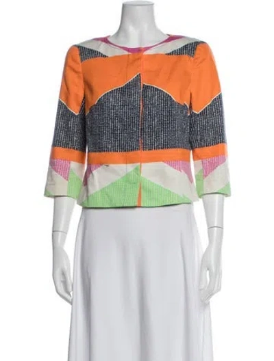 Pre-owned Trina Turk Colorblock Pattern Jacket In Multicolor