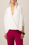 Trina Turk Concourse 2 Crinkled Dolman-sleeve Top In Cream