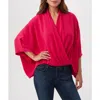 Trina Turk Concourse Draped Georgette Top In Fairy Fuchsia