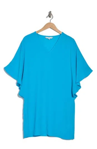 Trina Turk Country Club Short Sleeve Shift Dress In Blue