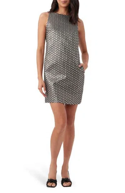 Trina Turk Creosote Metallic Chevron Shift Dress In Gray