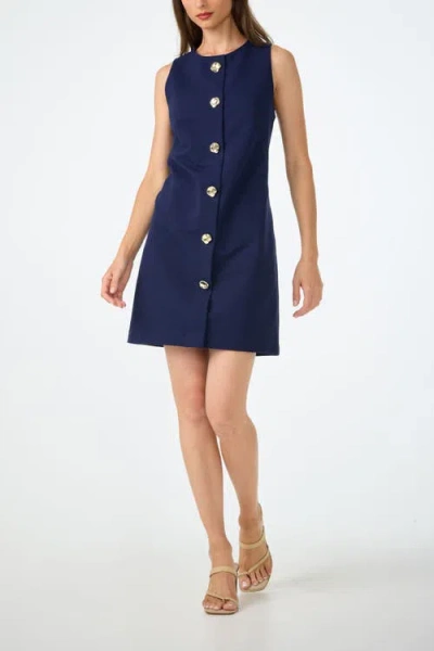 Trina Turk Cristas Button Front Tailored Dress In Blue