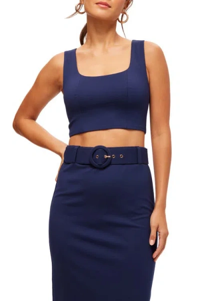 Trina Turk Cropped Ponte Square Neck Grand Slam Top In Ink
