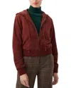 Trina Turk Dalma Suede Hooded Jacket In Brown