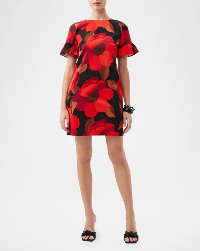 Trina Turk Darling Floral-print Ruffle Mini Dress In Multi