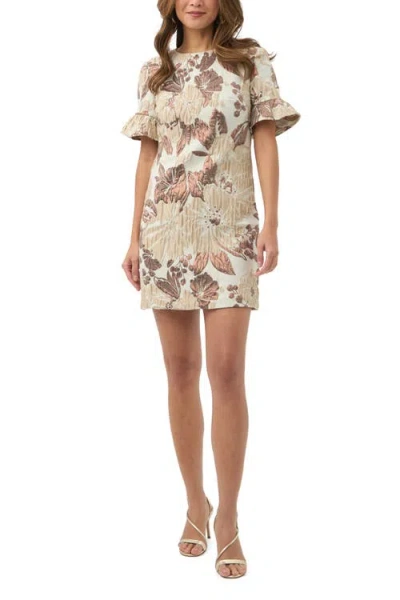 Trina Turk Darling Jacquard Ruffle Sleeve Dress In Multi