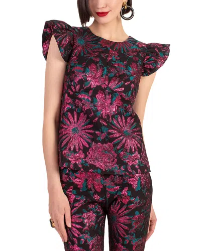 Trina Turk Davis Short Sleeve Top In Blue
