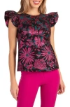 Trina Turk Davis Short Sleeve Top In Borealis Blue Multi