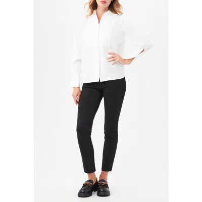 Trina Turk Delancey Tuxedo Button Up Top In White