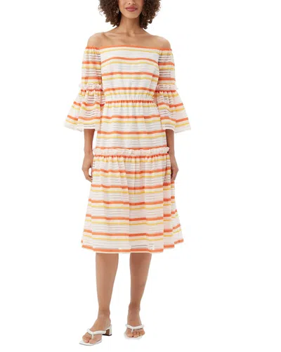 Trina Turk Desire Silk-blend Midi Dress In Orange