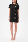 Trina Turk Diamonds Rhinestone Bow Dress In Black