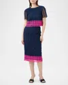 Trina Turk Dita 2 Colorblock Lace Midi Pencil Skirt In Indigopetal Pink