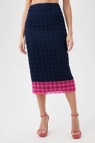Trina Turk Dita 2 Midi Pencil Skirt - Block Party Lace In Multi