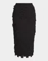 Trina Turk Dita Geometric Fringe Midi Pencil Skirt In Black