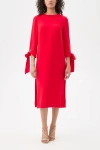 Trina Turk Drama Tie Sleeve Midi Dress In Red