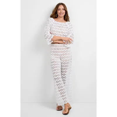 Trina Turk Dzo Dzo Crochet Lace Pant In White