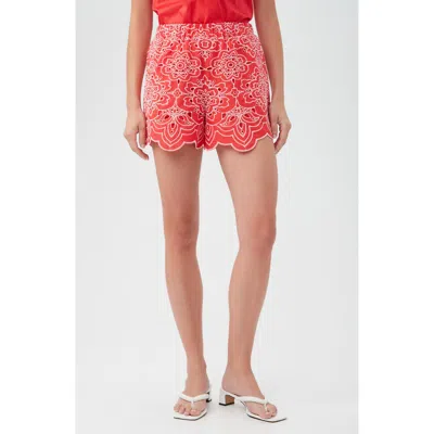 Trina Turk Elani High Waist Shorts In Red