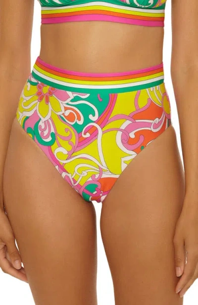 Trina Turk Elara Reversible High Waist Bikini Bottoms In Multi