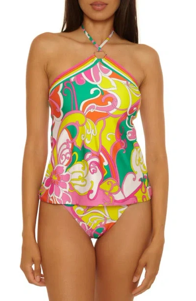 Trina Turk Elara Reversible High-neck Tankini Top In Multi