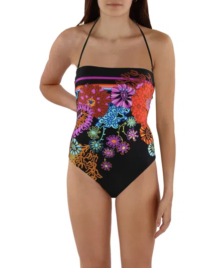 Trina Turk Electric Reef Womens Floral Convertible One-piece Swimsuit In Multi
