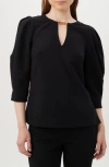 Trina Turk Emiko Puff Sleeve Top In Black