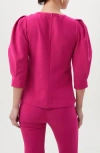 Trina Turk Emiko Puff Sleeve Top In Fumiko Fuchsia