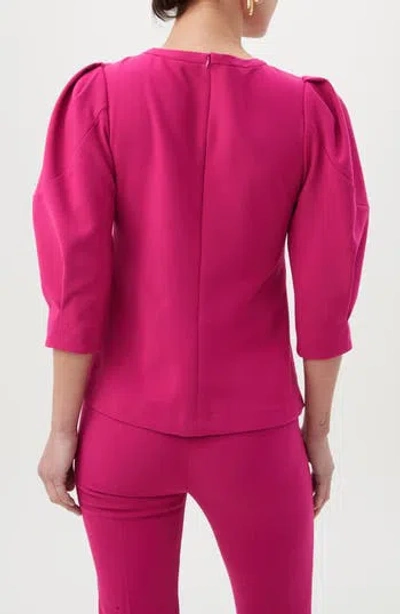 Trina Turk Emiko Puff Sleeve Top In Fumiko Fuchsia