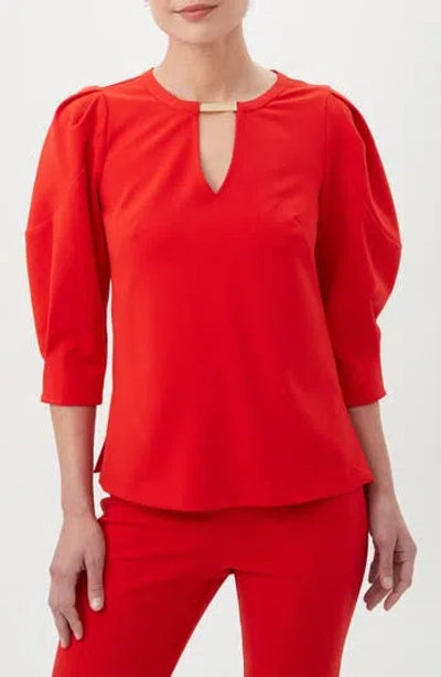 Trina Turk Emiko Puff Sleeve Top In Reina Red