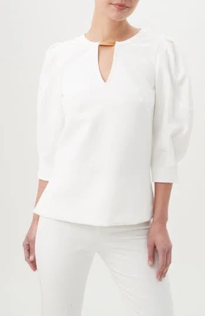 Trina Turk Emiko Puff Sleeve Top In Winter White