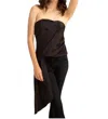 Trina Turk Euphoric Strapless Sash-side Tie Bustier Top In Black In Black