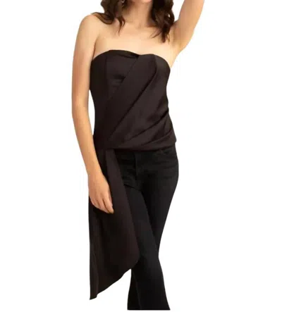 Trina Turk Euphoric Strapless Sash-side Tie Bustier Top In Black