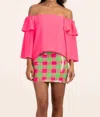 Trina Turk Excited Off-shoulder Ruffle-trim Top In Pink