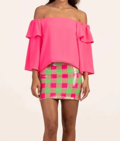 Trina Turk Excited Off-shoulder Ruffle-trim Top In Papillon Pink