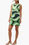 Trina Turk Fairy Tale 2 Sleeveless Swirl-print Mini Dress In Green