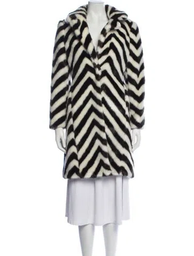 Pre-owned Trina Turk Faux Fur Animal Print Faux Fur Coat In Brown