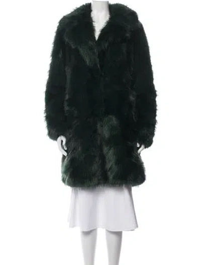Pre-owned Trina Turk Faux Fur Coat W/ Tags In Green