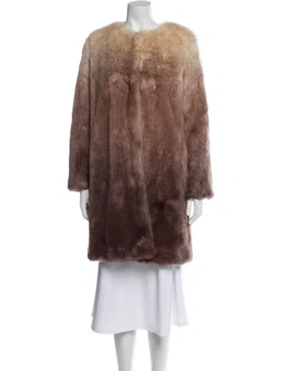Pre-owned Trina Turk Faux Fur Faux Fur Coat In Brown